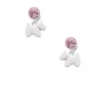 thumbnail image 2 of Delight Jewelry Silvertone White Westie Dog Pink Crystal Clip on Earrings, 2 of 5