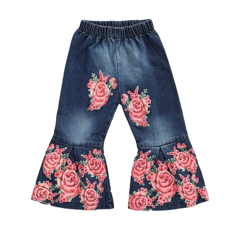 flower bell bottom jeans