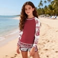 thumbnail image 6 of yoeyez Girls Swimsuit Rash Guard Bathing Suit for Girls 2 Piece Long Sleeve Hawaiian Padded Tops and Beach Shorts UPF 50+ Swimwear 12-16Y, 6 of 6