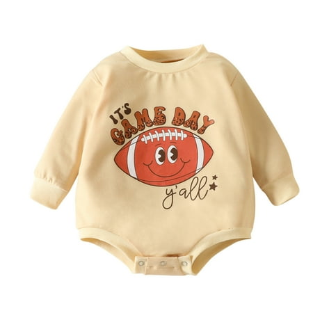 

TAIAOJING Baby Boy Girl Fall Clothes Boys Girls Long Sleeve Winter Romper Tops Cartoon Rugby Ball Prints For s Clothes Outwear 6-12 Months