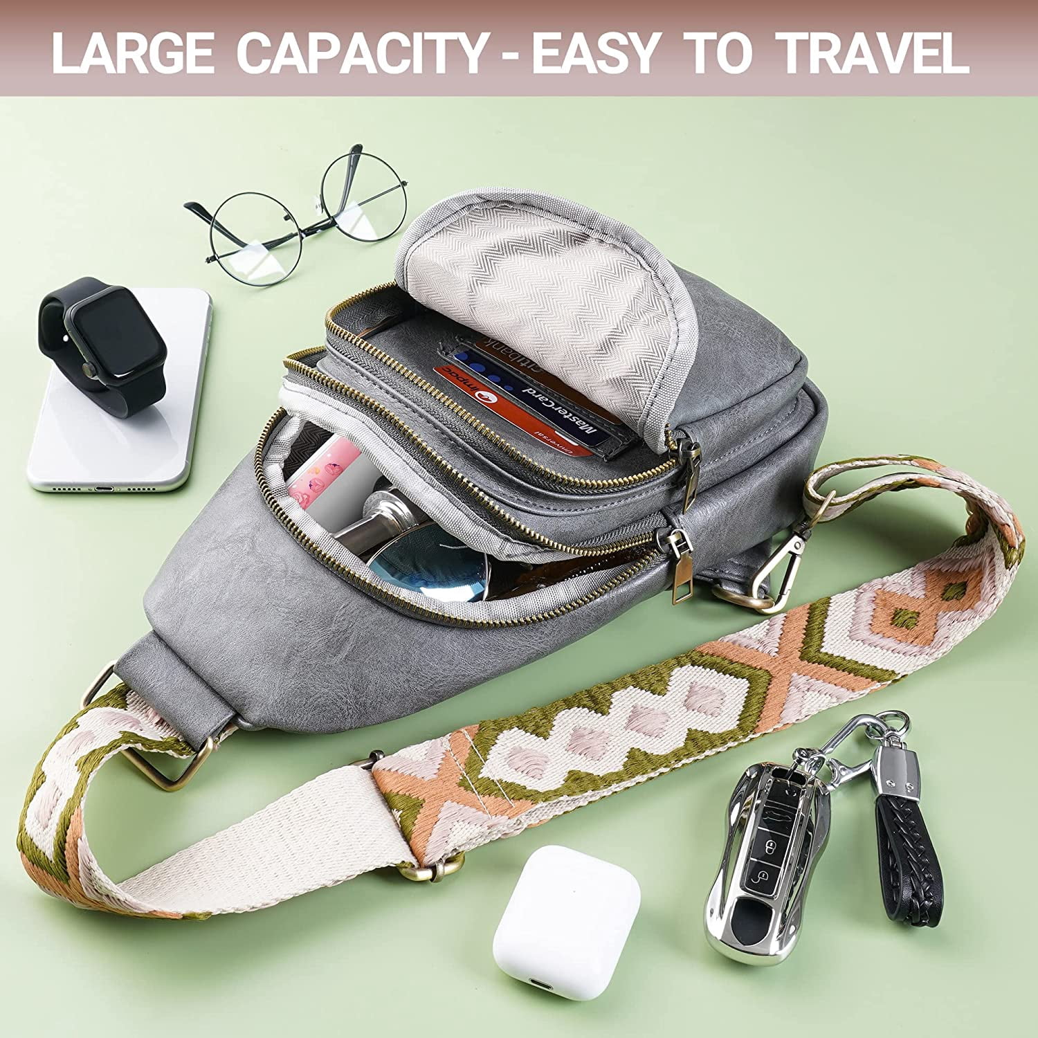 Sling Bag for Women PU Leather Sling Bags for Women Crossbody Fashion Sling Backpack Multipurpose Chest Bag for Women