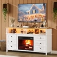thumbnail image 6 of 60'' Fireplace TV Stand Fits TV up to 65'' with 23'' Fireplace, Farmhouse Entertainment Center, Wood Media Console with 6 Drawers and 2 Open Shelves, 6 of 11