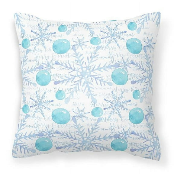 Winter Snowflakes on White Fabric Decorative Pillow - 18 x 18 in.