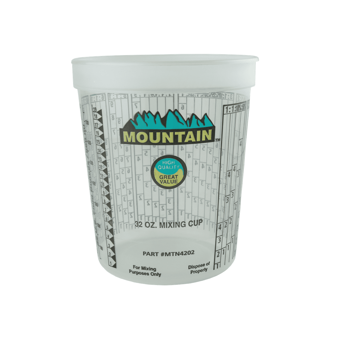 Mountain 4202 Disposable Quart Mixing Cup, 100 Count, Made in USA