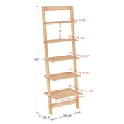 Lavish Home 5-Tier Ladder Bookshelf for All Ages, Narrow Oak Finish