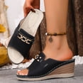 thumbnail image 4 of Rokment Orthopedic Wedges Slip on Dressy Sandals for Women Ladies 2026 Summer Trendy Casual Leather Arch Support Platform Heeled Dress Slides Business Office Work Black Size 6, 4 of 6