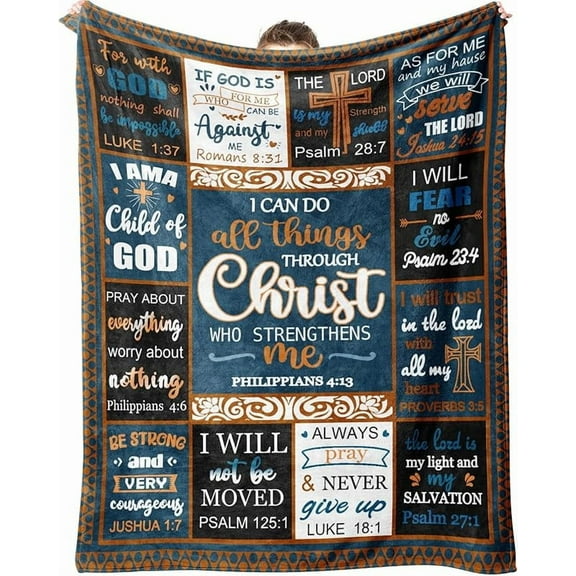 Christian Throw Blanket Gift for Men Soft Flannel Throw Blanket with Scripture Religious Gift for Husband, Dad, Pastor or Son Faith Based Comfort Throw Blanket for Birthday, Baptism, or Christmas