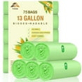 thumbnail image 1 of YUSS 13 Gallon Garbage Bags Large Trash Bags Kitchen Trash Can Bags Fit 50L Can,75 Count,Green, 1 of 5