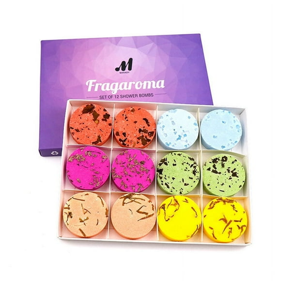 12pcs/set Natural Shower Steamer Aromatherapy Shower Bombs with Essential Oils for Stress & Anxiety Relief Home Spa