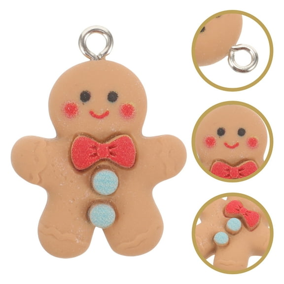 VORCOOL 10Pcs Gingerbread Man Keychain Charms Multi Color for Women Jewelry