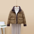 thumbnail image 2 of FRSASU Womens Winter Jackets Standing Collar Thick Warm Short Cotton Coat Casual Outdoor Jacket Coffee, 2 of 9