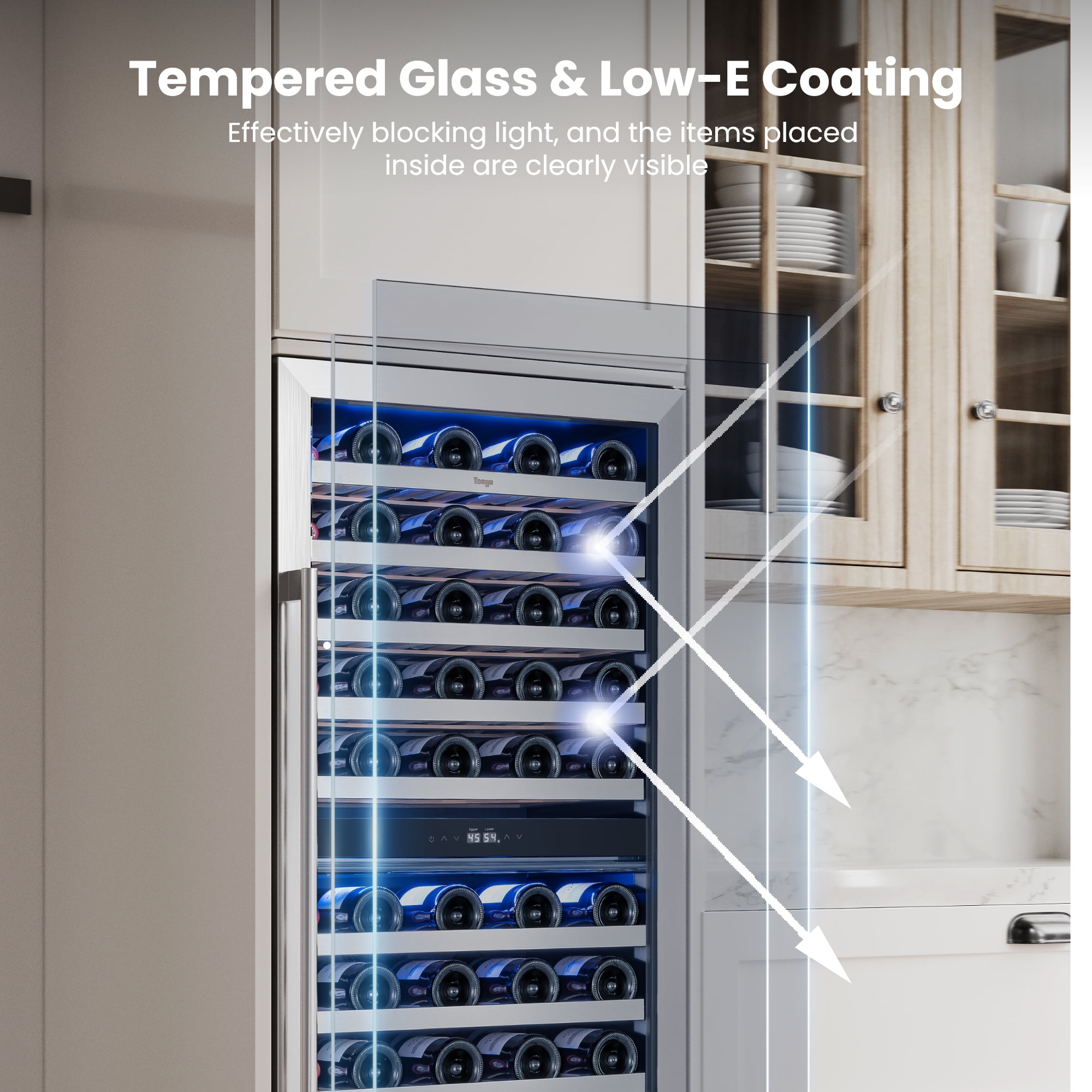 Yeego 24"  Full Size Wine Fridge, 89 Bottle Dual Zone Wine Refrigerator Freestanding & Built-in Cooler for Home Bar(Right-Opening)