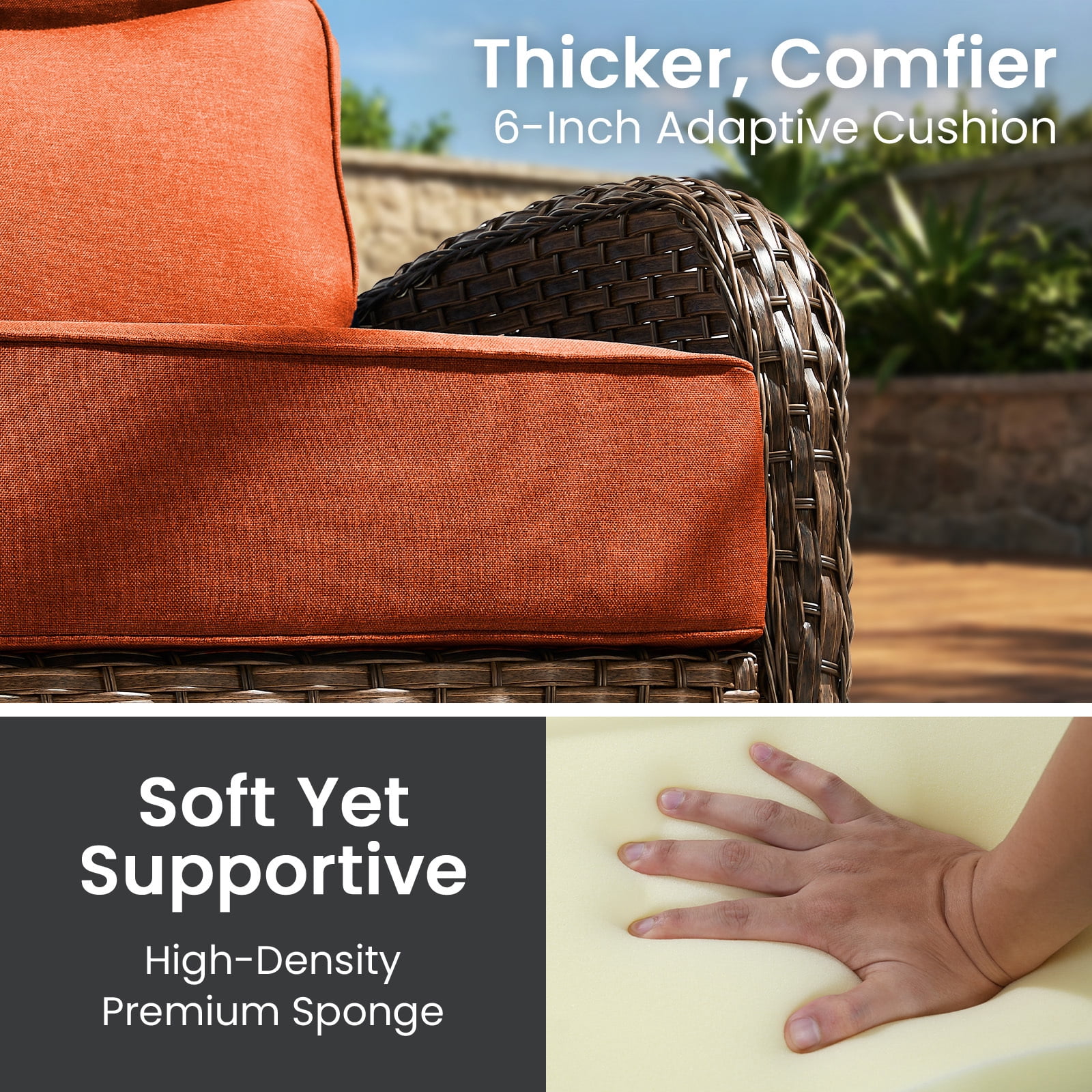 Bellefurn Outdoor Seat Cushions 22 X 24 X 6 inch for Patio Furniture,Outdoor Chair Cushions Outdoor Deep Seat Cushion with Water Resistant & Removable Cover Patio Cushions for Wicker Chair,Sofa,Couch