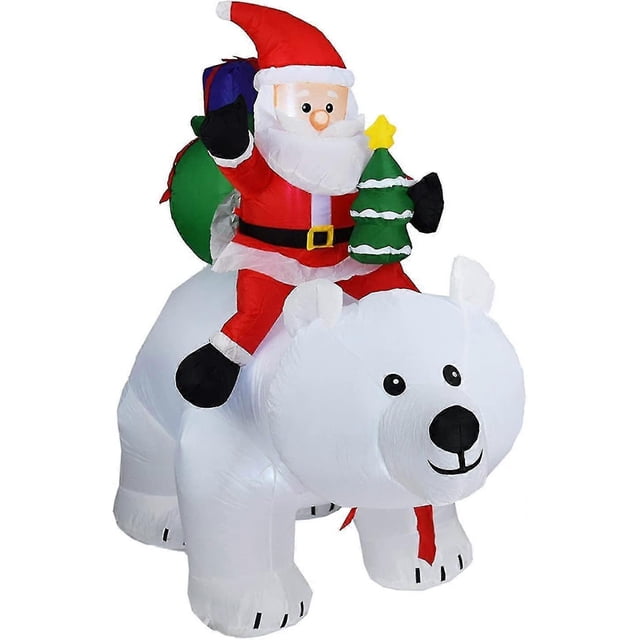 Papá Noel inflable, oso de peluche inflable para decoración de interiores y exteriores, muñeco inflable navideño inflable para uso diario, 2 m