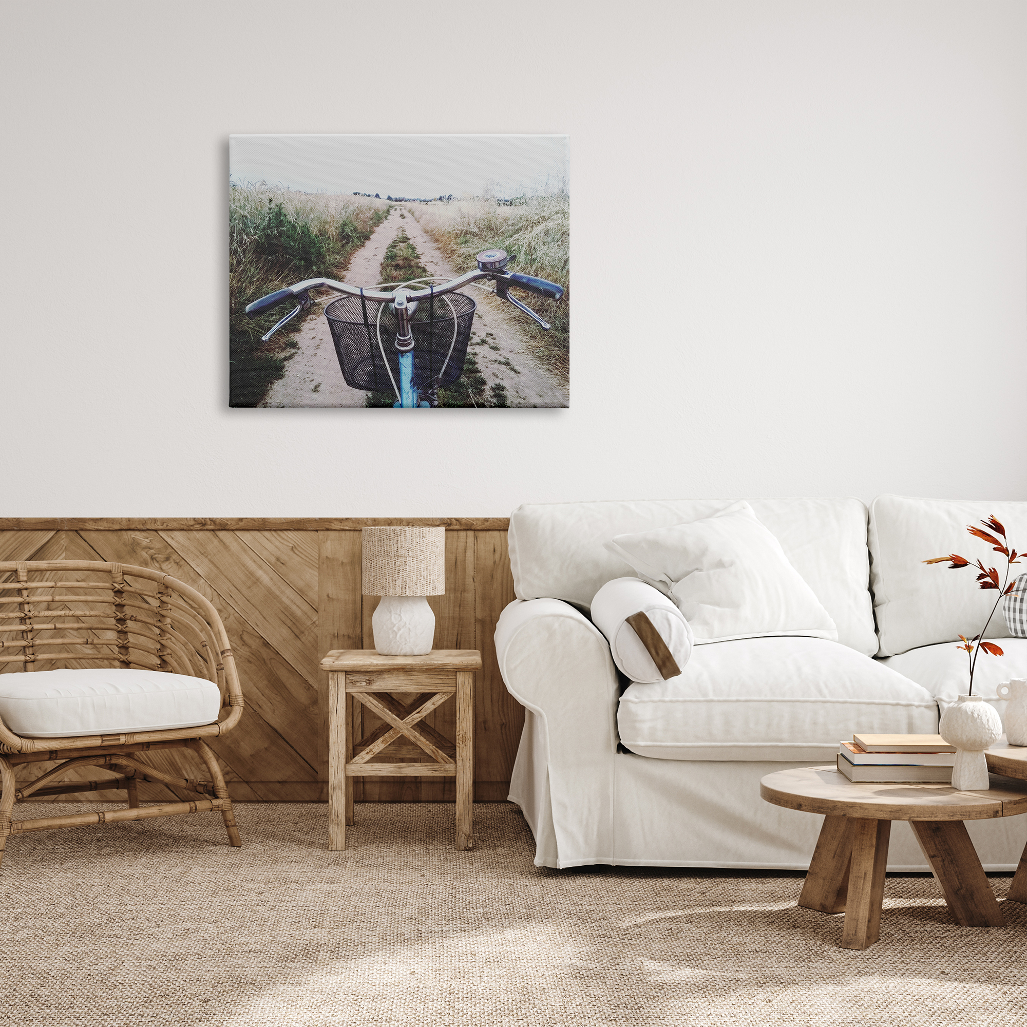 Stupell Industries Bicycle on Rural Path Nature Photography Gallery Wrapped Canvas Print Wall Art, 40 x 30