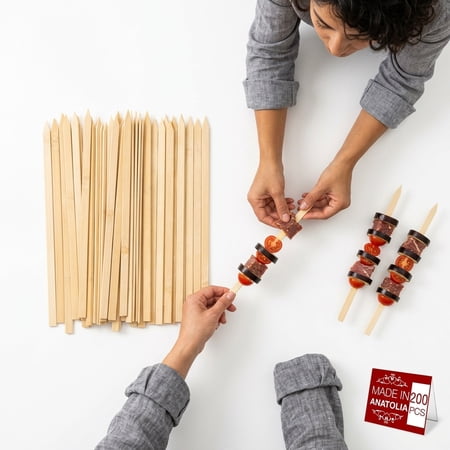 9.8" Bbq Skewers 200 | Flat Kabob For Grilling Meat Vegetables & Fruit Shish Kebob Food Sticks Cocktail Picks Strong Appetizer Pa