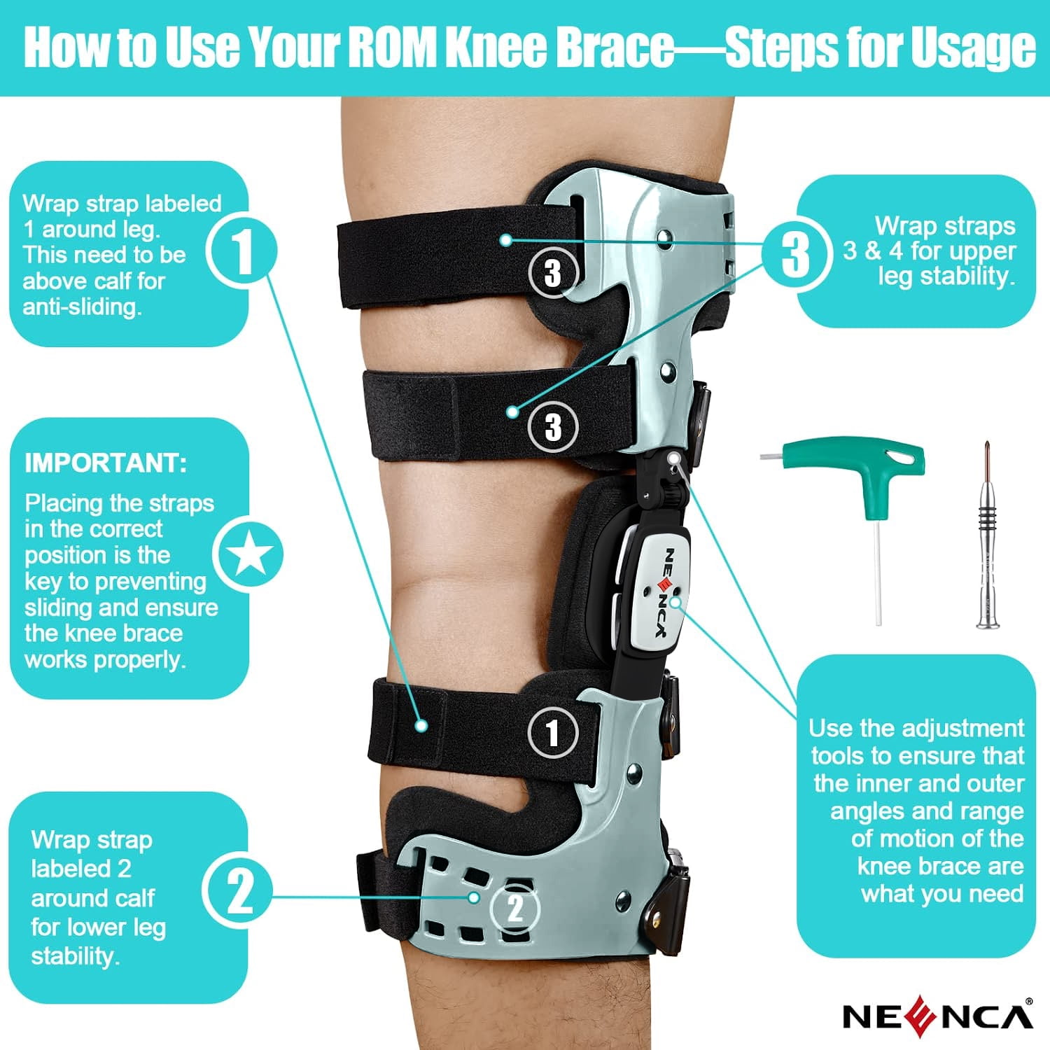 NEENCA Unloader Knee Brace - Lightweight, Low Profile OA Knee Brace for Arthritis Pain and Support - Premium Knee Support for Medial and Lateral Knee Pain (Right)