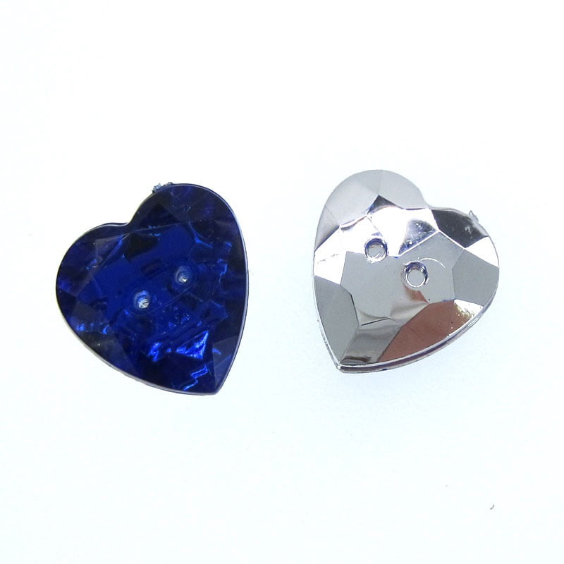 50pcs 1/2" Navy Heart Shape Button Acrylic Two Holes Sewing Button for Clothing Craft Scrapbooking 13mm