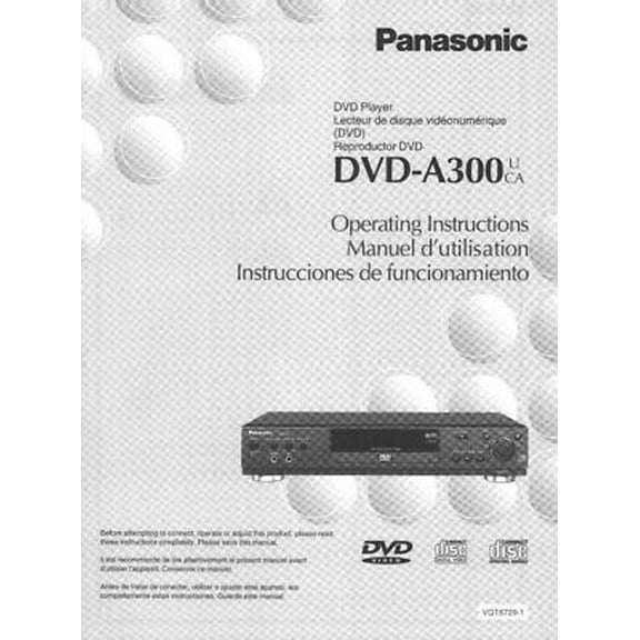 Instruction Manual ONLY for Panasonic DVD-A300 DVD Player Owners Instruction Manual REPRINT
