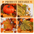 thumbnail image 5 of 24 inch Fall Wreath Pumpkin Wreath for Front Door with Maple Leaves Harvest Wreath for Door Window Porch Thanksgiving Halloween Decor, 5 of 7