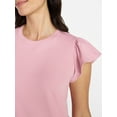 thumbnail image 5 of Time and Tru Women's Cotton T-Shirt Mini Dress with Flutter Sleeves, Sizes XS-XXXL, 5 of 6