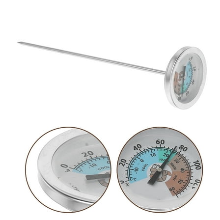 BESTYASH Plated Silver Soil Testing Kit Thermometer with Hygrometer Sensor for Outdoor Gardening Use