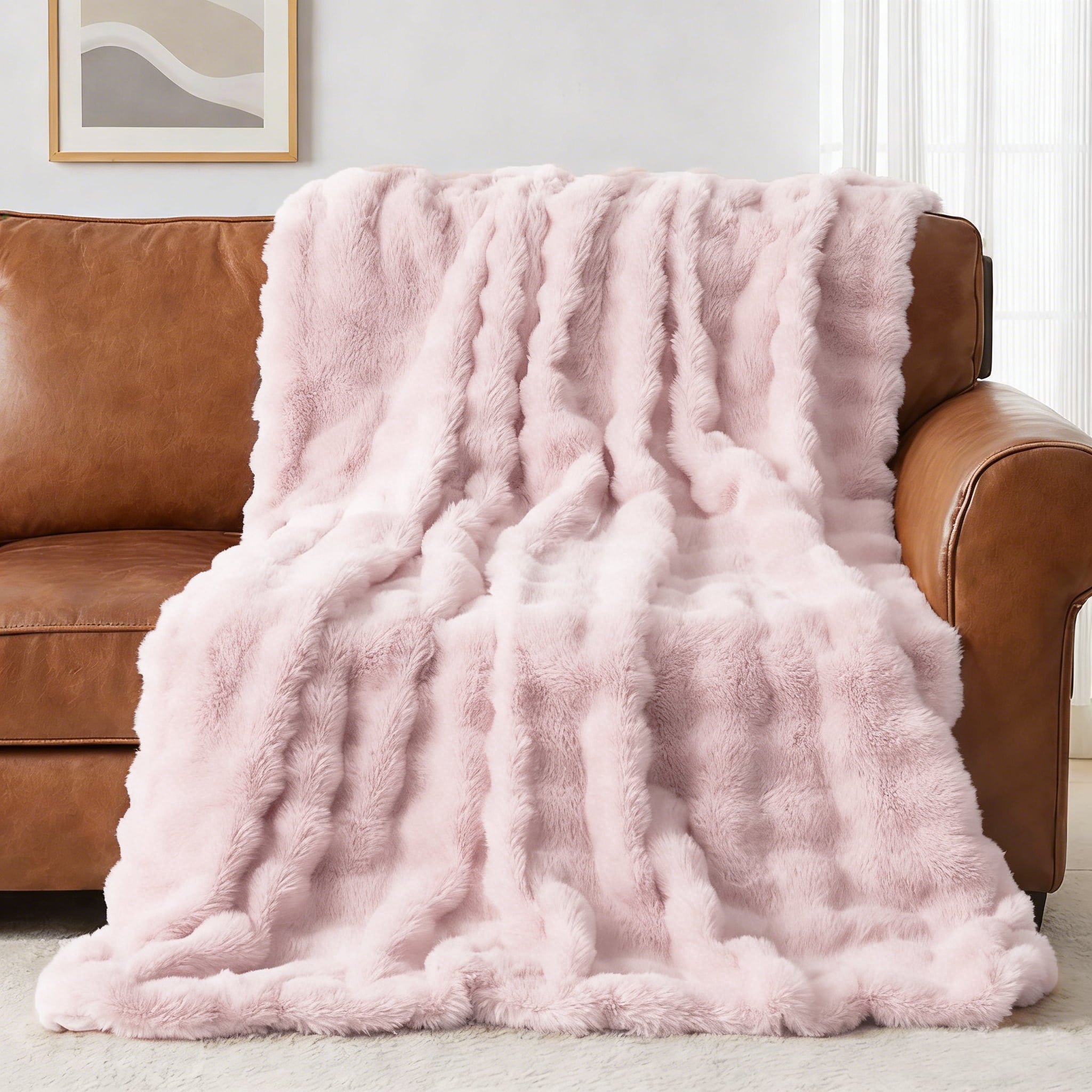 Jingle bears Pink Blanket Fuzzy Faux Fur Throw Blanket Fluffy Plush Soft Queen Size Blanket for Bed Living Room 60x80 inches