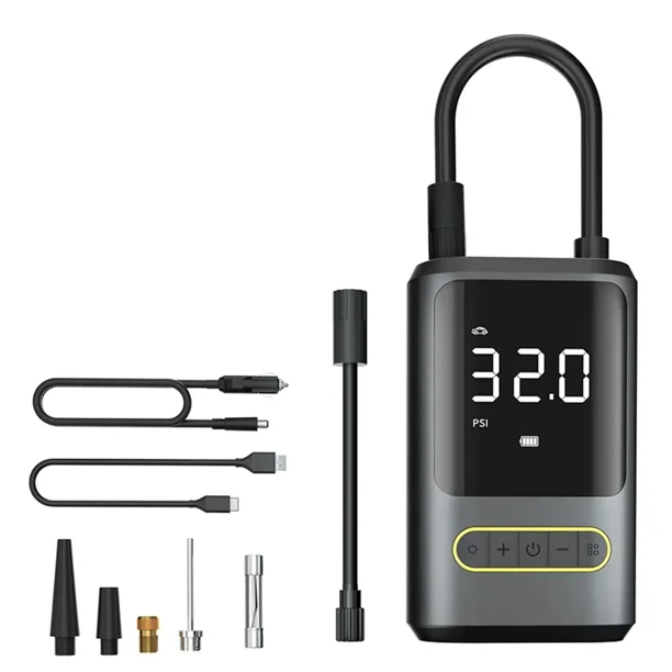 Inflador de neumáticos Compresor de aire portátil Bomba de bicicleta con manómetro digital Luz LED Mini bomba de neumáticos recargable Bomba de aire eléctrica para