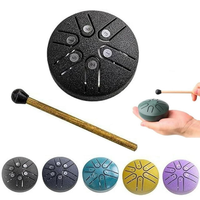 SEHIOZNI Toy instrument Under 15 Rain Drum for Outside Steel Tongue Drum Rain Chime Rain Drum Instrument for Outside Steel Tongue Drum Rain Chime Steel Tongue Drum 3 Inches 6 Notes Mini Handpan Dru