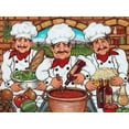 thumbnail image 2 of Kruskamp, Janet 14x12 Black Ornate Wood Framed with Double Matting Museum Art Print Titled - 3 Happy Chefs, 2 of 4