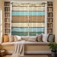 thumbnail image 3 of Farmhouse Teal Brown Kitchen Curtains, Ombre Wooden Vintage Light Filtering Window Curtain Panels, 2Pcs Rod Pocket Window Treatments Set for Living Room Bathroom Bedroom 42x63 Inches, 3 of 9