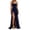 BU2, variant on Women Pattern Long Sleeve Form Fitting Dress V-Neck Tight Mid Length Gown Polyester Lightweight Casual Daily Travel Date Outfit with Pattern Black XL