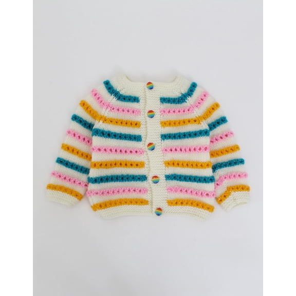 Woonie Handmade Full Sleeves Multicolour Striped Sweater-Multicoloured