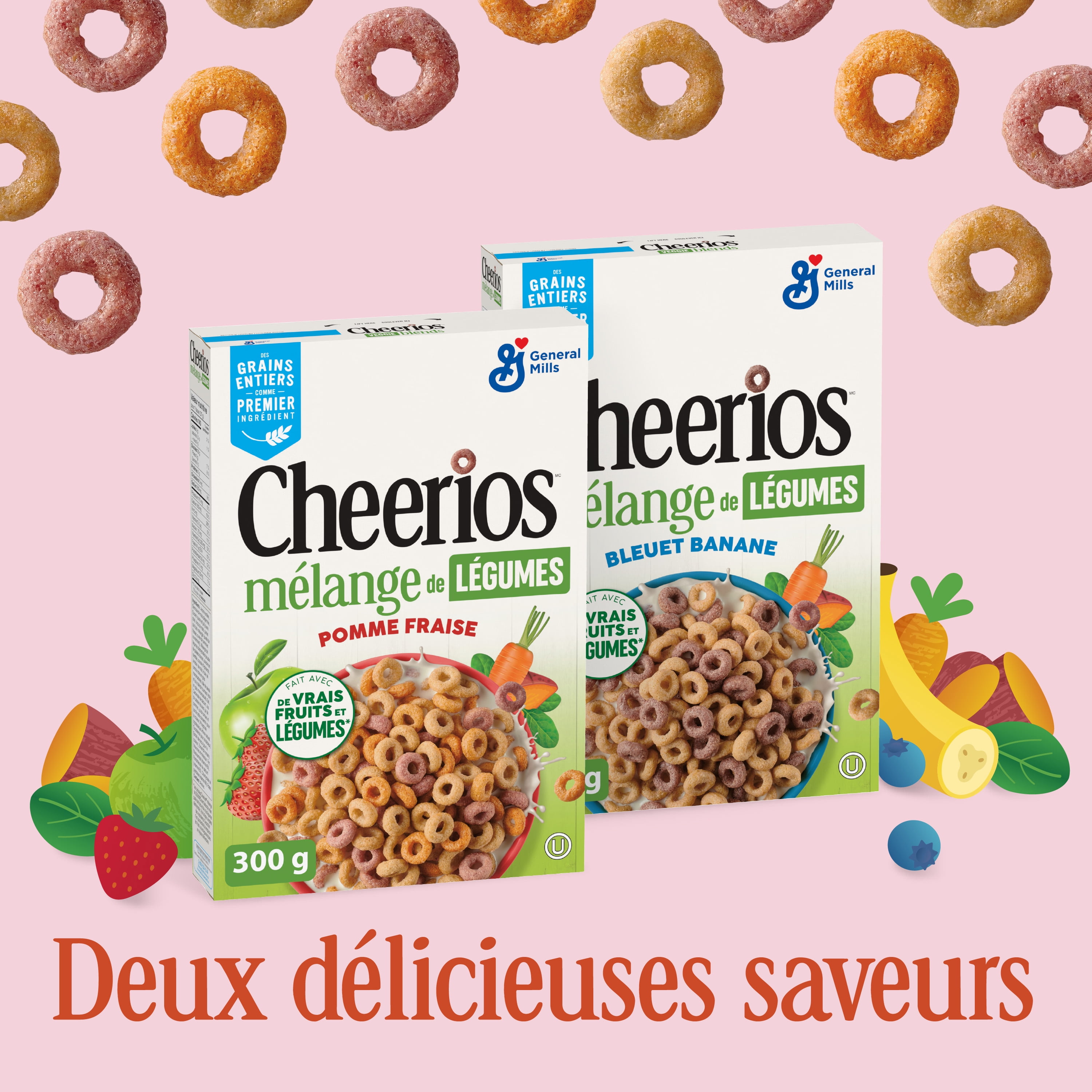 Cheerios Veggie Blends Apple Strawberry, Whole Grains, 300g, 300 g