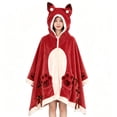 thumbnail image 3 of Wearable Red Fox Blanket Wrap Oversized Plush Hooded Cape Animal Design with Pocket for Indoor Comfort Lounging, 3 of 6