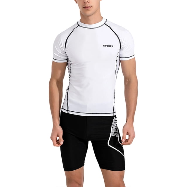 Tauxra Men’S Plus Size Swim Trunks 2 Piece Outfit, Sun Protection Short Sleeve Rash Guard and Swim Shorts for Men, Beach Surfing Snorkeling Sets, Loose Fit Pool Vacation Wear
