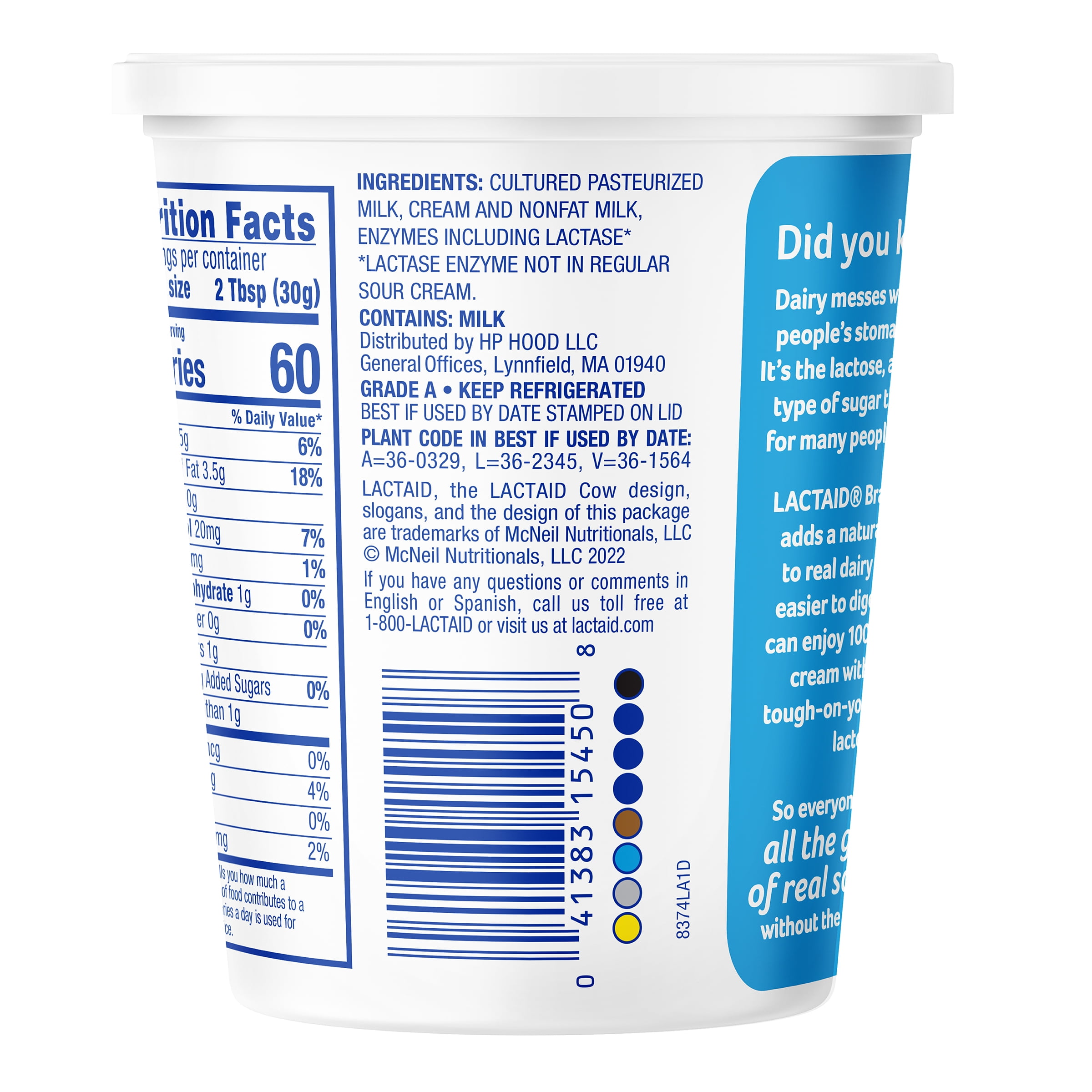 Lactaid 100% Lactose-Free Sour Cream, 16 oz
