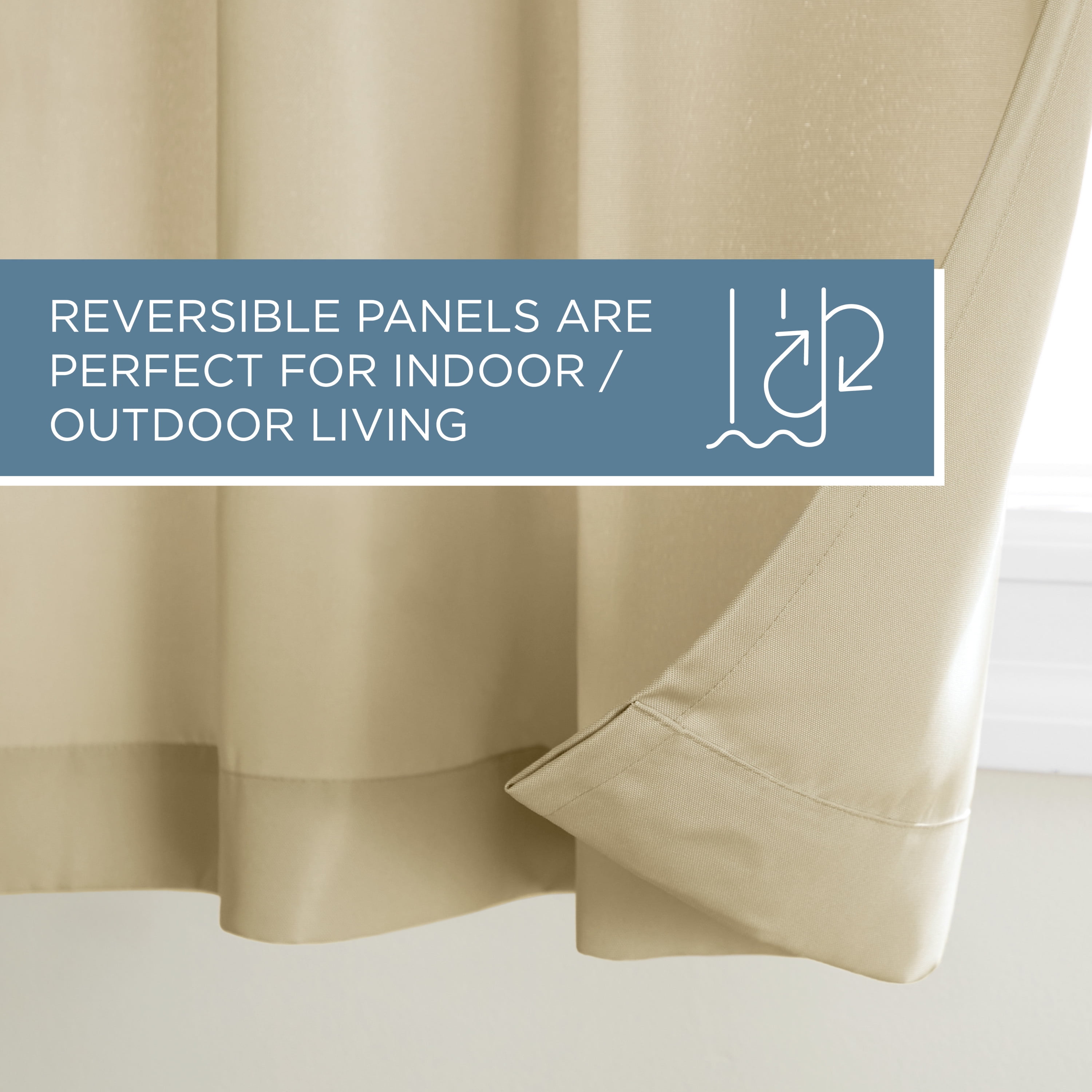 TOWN & COUNTRY BASICS Cabana Solid Heavyweight Indoor Outdoor Curtains, Light Filtering Opacity with Grommet Top, Water Repellent, 2-Pack Set, 54"x84", Natural
