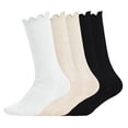 thumbnail image 2 of BRGZLK 5 Pairs Girls Ruffle Socks Cute Solid Color Lace Trim Uniform School Dress Frilly Crew Socks, Turn-Cuff Frilly Ankle Socks for Girl Khaki 6-14 Years, 2 of 6
