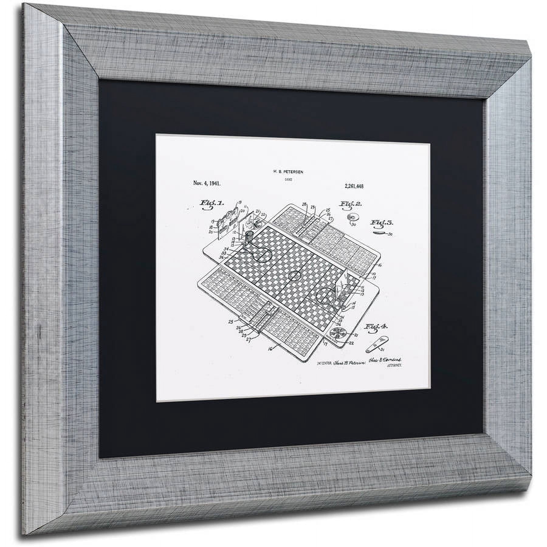 Trademark Fine Art "Basketball Court Game Patent White" Canvas Art by Claire Doherty, Black Matte, Silver Frame