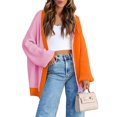 thumbnail image 2 of omen's Long Sleeve Cardigan Sweater Lightweight Color Blocking Knitted Cardigan Sweater Outwear Open Front Coat, 2 of 8
