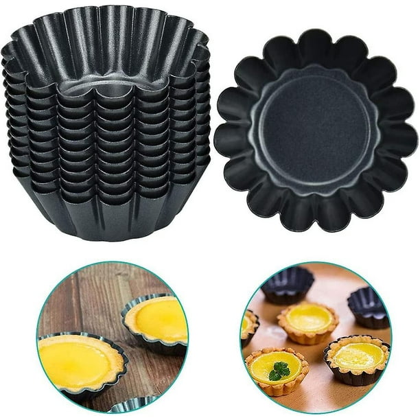 12 Pcs Reusable Egg Tart Molds Carbon Steel Tart Tart Pan Nonstick