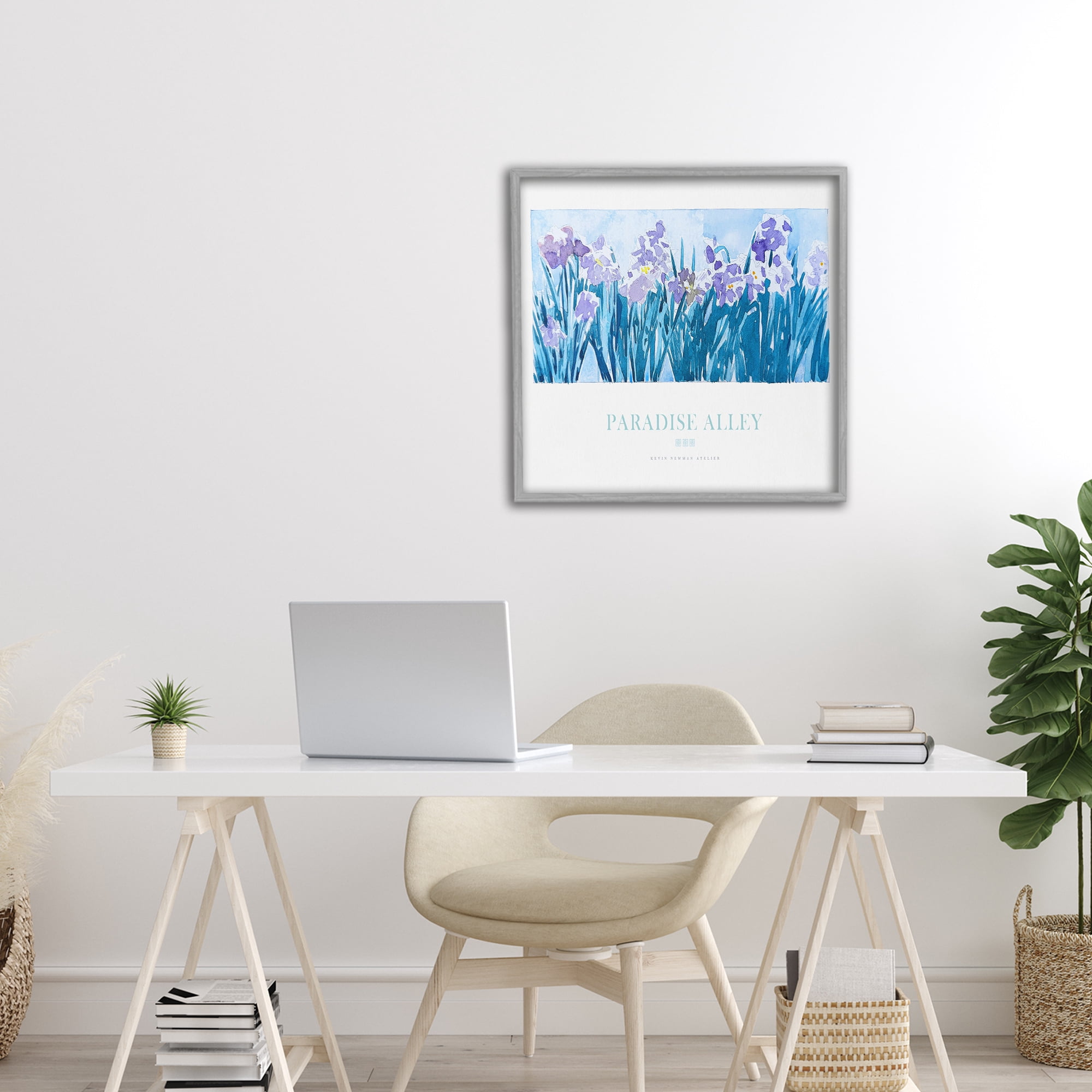Stupell Industries Paradise Alley Purple Irises Gray Framed Giclee Art, design by Jadei Graphics