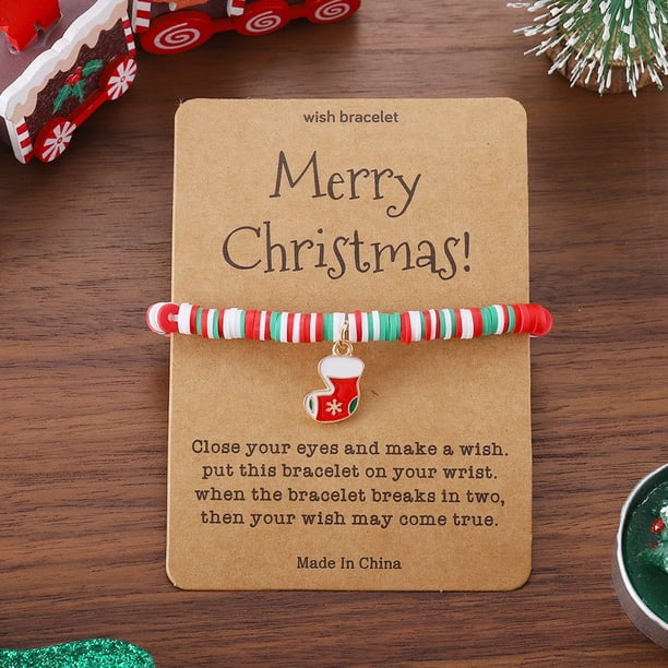 Hot6sl Ofertas de La Semana Pulsera Navideña con Tarjetas de Seos, Lindas Pulseras Navideñas, Cuerda Ajustable, Regal Navideños para Mujeres y Hombres