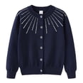 thumbnail image 1 of RXIRUCGD Girls Rhinestone Knitted Cotton Cardigan Jacket( Dark Blue, Size:4 Years ), 1 of 3