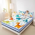 thumbnail image 4 of Homewish Cartoon Dinosaur Child Twin Sheet Sets, Cute Animal Wildlife Twin Fitted Sheet, Floral Tree Plant Flat Sheet, Ultra Soft Bedroom Decor, 3pcs, 4 of 7