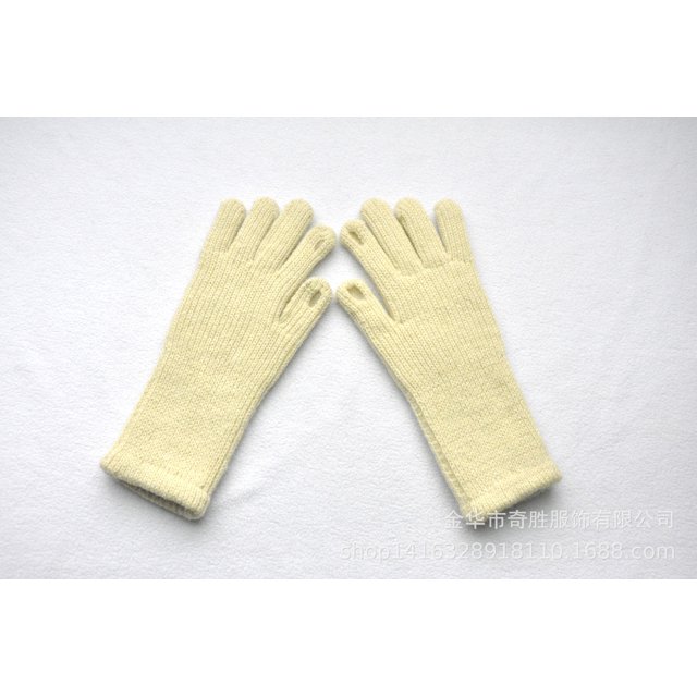 Guantes de invierno de punto de cinco dedos con puños extra largos y forro de terciopelo de jacquard para niñas coreanas