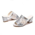 thumbnail image 6 of Mepaouo Women's Heeled Mules Open Toe Block Heel Sandals Glitter Slip on Dress Pumps Shoes Size 8, 6 of 9