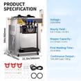 thumbnail image 5 of VEVOR Commercial Ice Cream Maker, 22-30L/H Yield, Countertop Soft Serve Machine w/ 2x6L Hopper 2L Cylinder LCD Panel Puffing Shortage Alarm, Frozen Yogurt Maker for Restaurant Snack Bar, 5 of 10