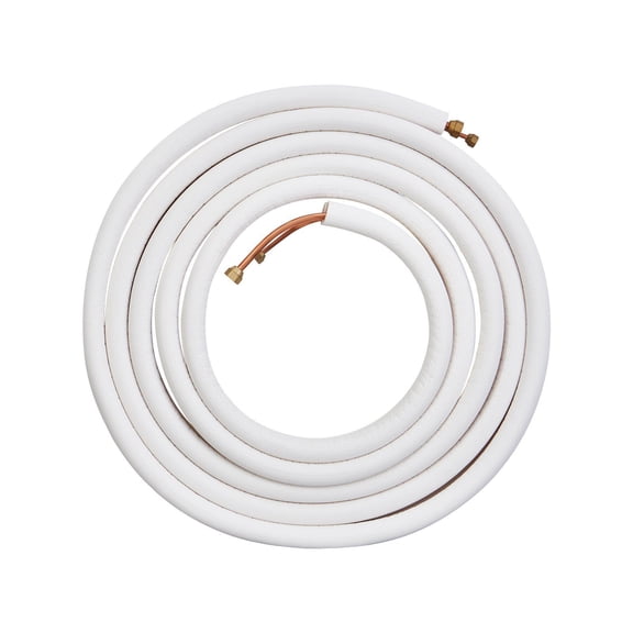 25FT Mini Split Line Set 1/4 and 3/8 Inch O.D Copper Pipes Tubing Triple Layer Insulation for Air Conditioning Heating Pump HVAC Equipment with 27FT Connection Cable and Accessories